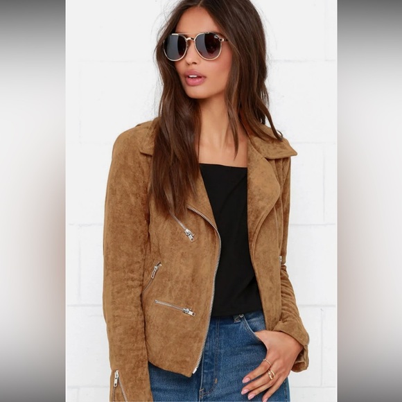 Lulus Jackets & Blazers - Lulu's NWOT Suede With Love Tan 4 Pockets Moto Jacket size Small